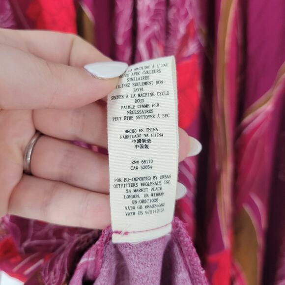 Free People Floral V Neck Feild Of Flowers Long Sleeve Tunic Mini Dress S - Picture 9 of 10